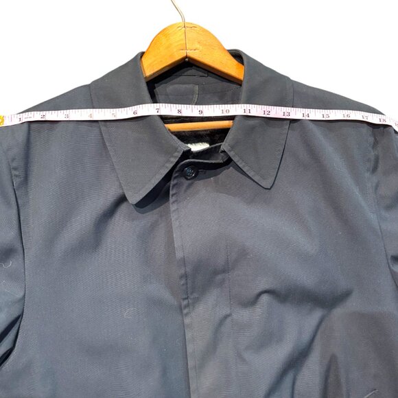 London Fog VTG men's navy trench over coat removable faux fur liner sz 40 XShort - Picture 10 of 15